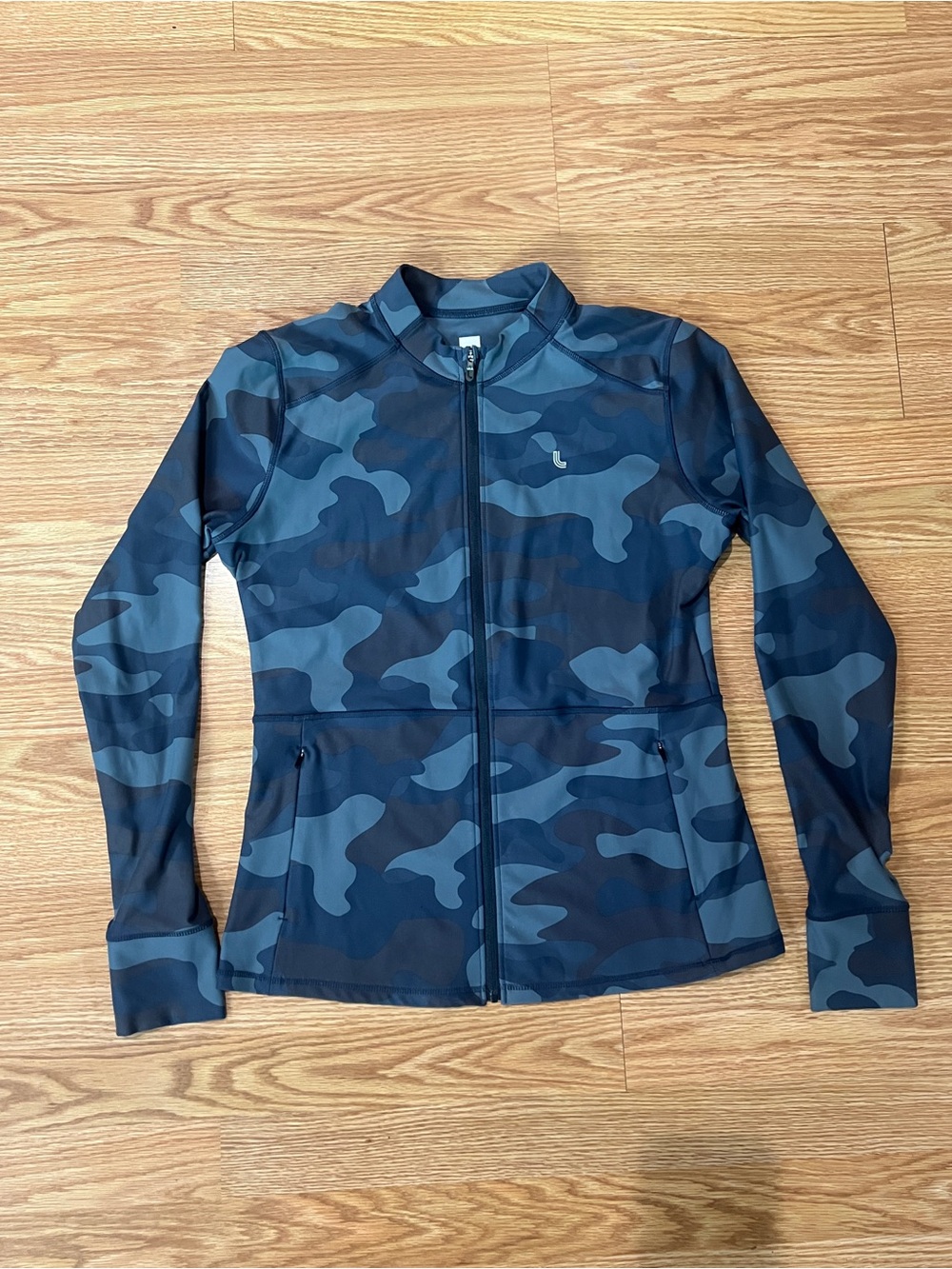 Lole Women's Blue Camouflage Athletic Zip Jacket
